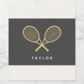 Tennis Party Chique Goud en Grijs Custom Wijn Etiket (Enkel label)