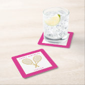 Tennis Party Chique Goud en Roze Custom Kartonnen Onderzetters (Insitu)