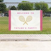 Tennis Party Chique Goud en Roze Custom Spandoek (Insitu)