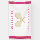 Tennis Party Chique Goud en Roze Custom Spandoek (Verticaal)