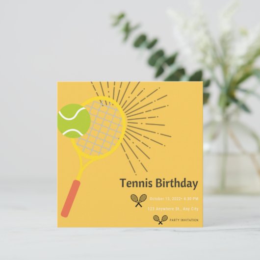 Tennis Party Invitation For Birthdays Or BBQ Kaart (Staand voorkant)