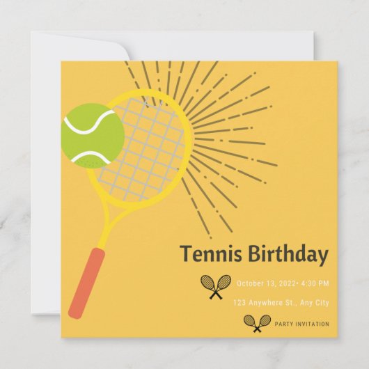 Tennis Party Invitation For Birthdays Or BBQ Kaart (Voorkant)