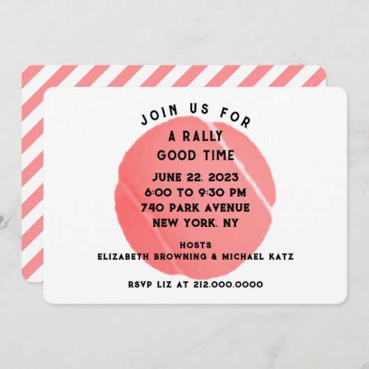 Tennis Party Kaart (Voorkant / Achterkant)