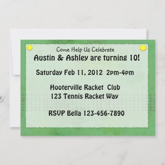 Tennis Party Kaart (Achterkant)
