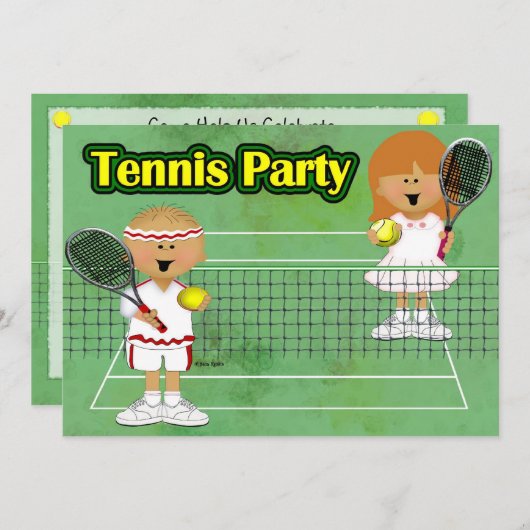 Tennis Party Kaart (Voorkant / Achterkant)