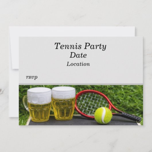 Tennis Party met racketbal en bier Kaart (Voorkant)