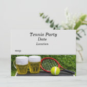 Tennis Party met racketbal en bier Kaart (Staand voorkant)