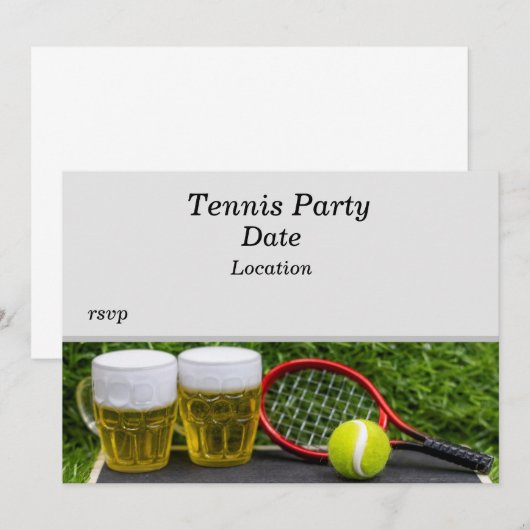 Tennis Party met racketbal en bier Kaart (Voorkant / Achterkant)
