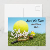 Tennis Party uitnodiging racket en tennisbal (Voorkant / Achterkant)