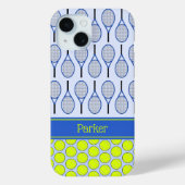 Tennis patroon aangepaste naam blauw Case-Mate iPhone case (Achterkant)