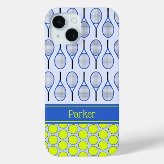 Tennis patroon aangepaste naam blauw Case-Mate iPhone case (Achterkant)