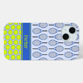 Tennis patroon aangepaste naam blauw Case-Mate iPhone case (Achterkant (horizontaal))