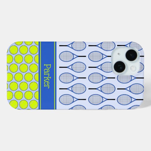 Tennis patroon aangepaste naam blauw Case-Mate iPhone case (Achterkant (horizontaal))