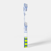 Tennis patroon aangepaste naam blauw iPhone hoesje (Linkerkant)