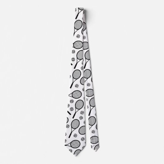 Tennis Pattern Black & White Vaderdag Dad Cool Stropdas (Voorkant)