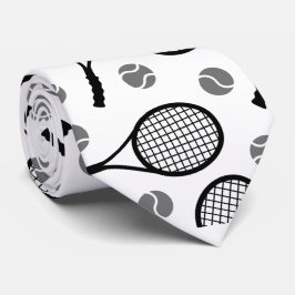 Tennis Pattern Black & White Vaderdag Dad Cool Stropdas