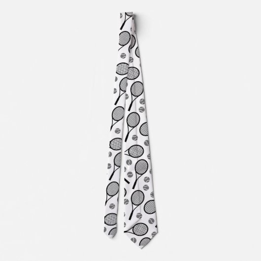 Tennis Pattern Black & White Vaderdag Dad Cool Stropdas (Achterkant)