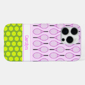 Tennis pattern custom name pink green iPhone hoesje (Achterkant horizontaal)