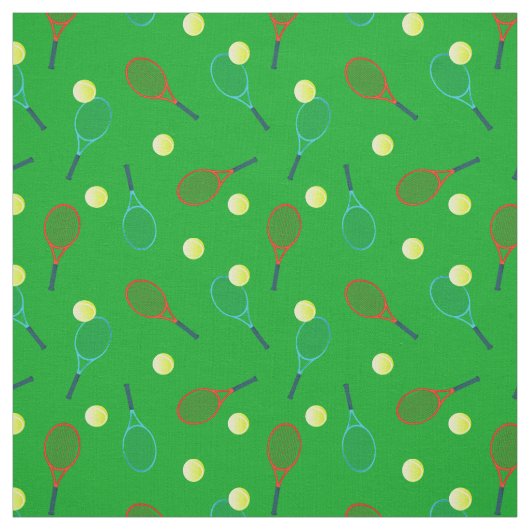 Tennis Pattern on Green Stof (Swatch)
