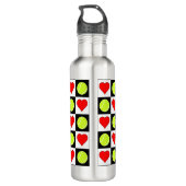 Tennis Pattern Tennis Balls and Hearts Sports Waterfles (Achterkant)