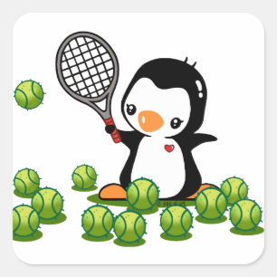 Tennis Penguin Vierkante Sticker