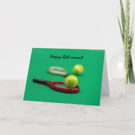 Tennis Pensioen met racket en bal op groen Kaart