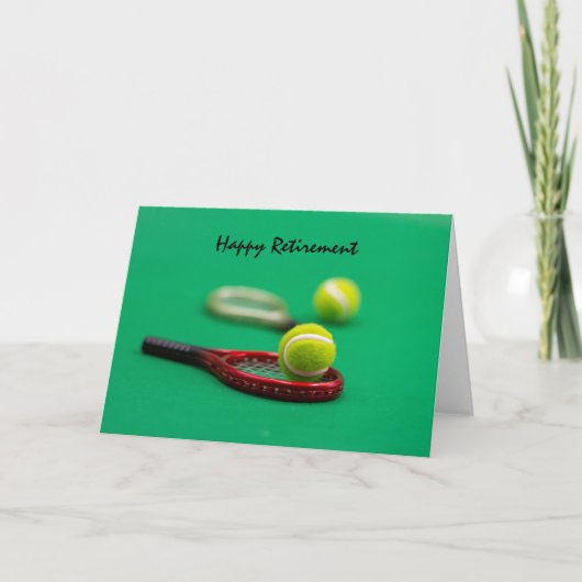 Tennis Pensioen met racket en bal op groen Kaart (Voorkant)