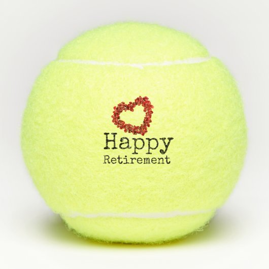 Tennis Pensionering met hart rode rozen Tennisballen (Voorkant)