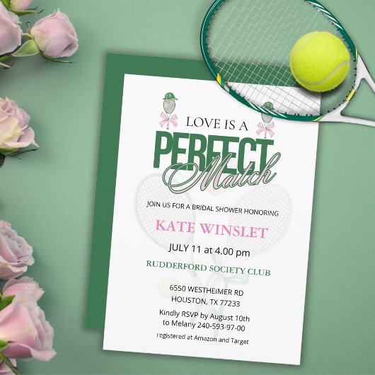 Tennis "Perfecte Match" Bruidsdiner Uitnodiging