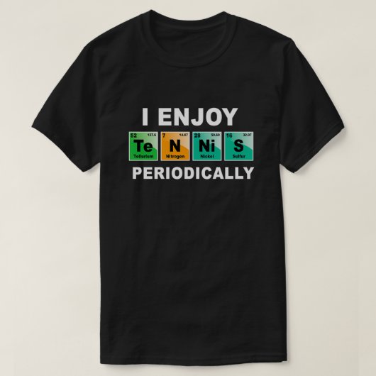 Tennis Periodieke Lijst van Elementen Unieke Chemi T-shirt (Design voorkant)