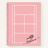Tennis Personalized Girly Script Monogram Notitieboek (Voorkant)