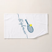 Tennis Personalized Name Script Monogram Blue Handdoek (Handdoek)