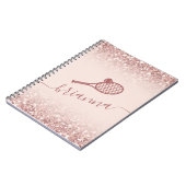 Tennis Personalized Pink Girly Sparkle Notitieboek (Linkerzijde)