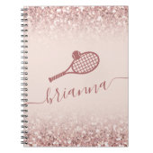Tennis Personalized Pink Girly Sparkle Notitieboek (Voorkant)