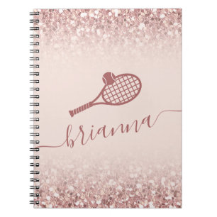 Tennis Personalized Pink Girly Sparkle Notitieboek