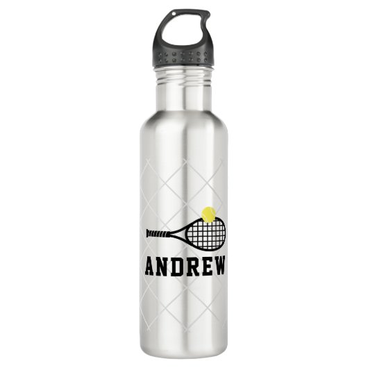 Tennis Personalized Silver Gray Waterfles (Voorkant)