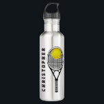 Tennis Persoonlijke naam of monogram Waterfles<br><div class="desc">Typ gewoon jouw naam of initialen in het veld om deze tennisspeler, touringcar of ventilatorfles te personaliseren. Als u dit ontwerp op een zwarte fles wilt, zult u "aanpassen"moeten klikken en de tekstkleur veranderen om aan te passen. Als u hulp bij dit ontwerp nodig hebt, kunt u ons een e-mail...</div>