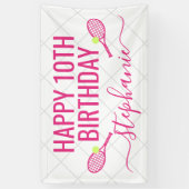 Tennis Persoonlijke naam Roze Birthday Party Spandoek (Verticaal)