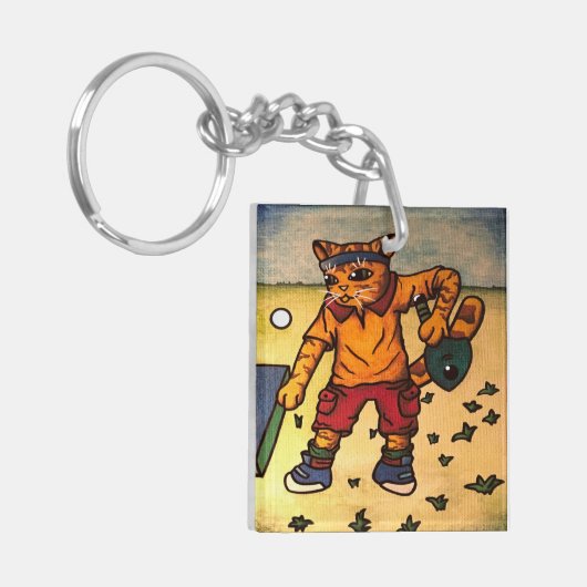 Tennis Ping-Pong Cat Sleutelhanger (Voorkant Links)