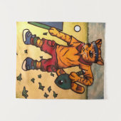 Tennis Ping-Pong Cat Wandkleed (Voorkant (horizontaal))
