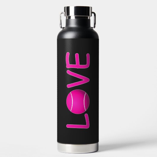 Tennis Pink LOVE Black Waterfles (Voorkant)