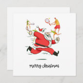 Tennis Player achter Kerstmis Feestdagenkaart (Voorkant / Achterkant)