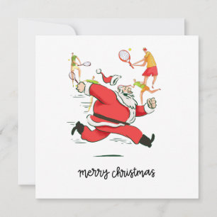 Tennis Player achter Kerstmis Feestdagenkaart