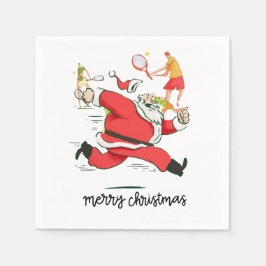 Tennis Player achter Kerstmis Servet