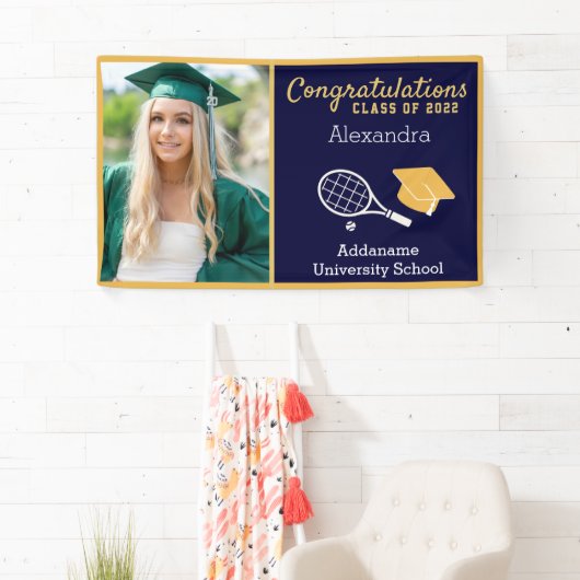 Tennis Player afstuderen Afstuderen Spandoek (Insitu)