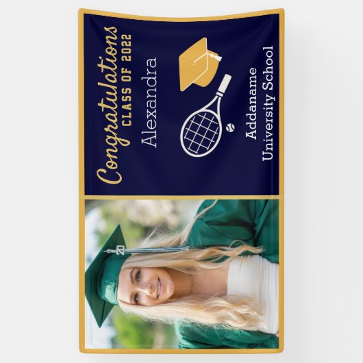 Tennis Player afstuderen Afstuderen Spandoek (Verticaal)