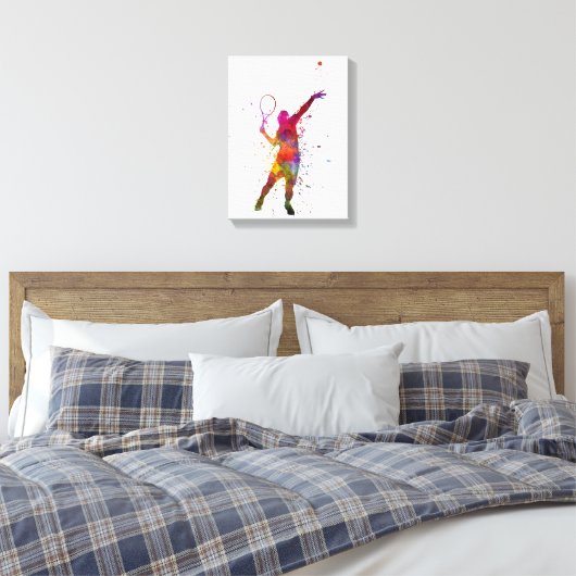 tennis player at service serving silhouette 01 canvas afdruk (Insitu (Slaapkamer))