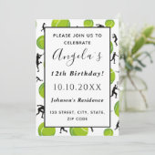 Tennis Player & Ball Birthday Party Kinder Coach F Kaart (Staand voorkant)