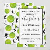 Tennis Player & Ball Birthday Party Kinder Coach F Kaart (Voorkant / Achterkant)