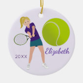 Tennis Player Blonde Keepomwille Ornament (Voorkant)
